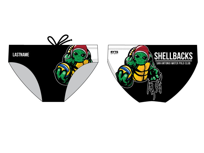 SA Water Polo Club - SHELLBACKS 2019 Black Custom Men's Water Polo Brief - Personalized RYTE Sport