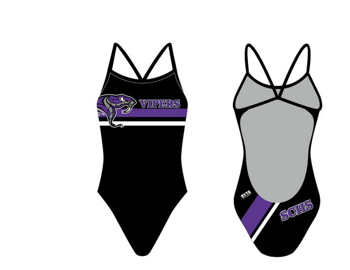 Space Coast High School Swim 2021 Custom Women’s Open Back Thin Strap Swimsuit RYTE Sport