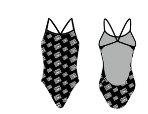 Straight Outta Quarantine Pattern Women’s Open Back Thin Strap Swimsuit