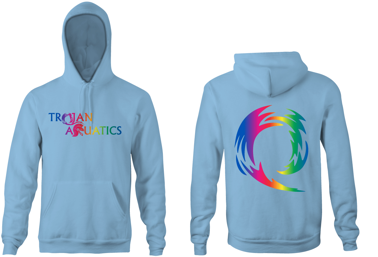 Trojan Light Blue Unisex Youth Hooded Sweatshirt RYTE Sport