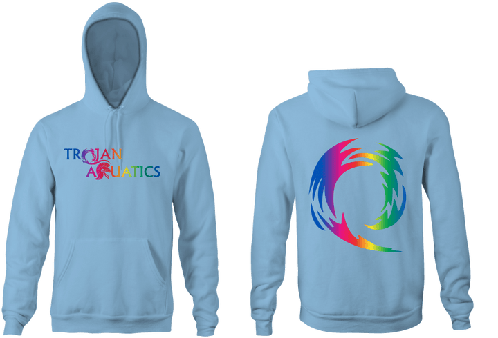 Trojan Light Blue Unisex Youth Hooded Sweatshirt RYTE Sport