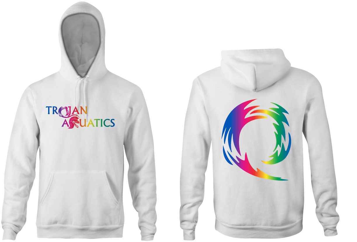 Trojan White Unisex Youth Hooded Sweatshirt RYTE Sport