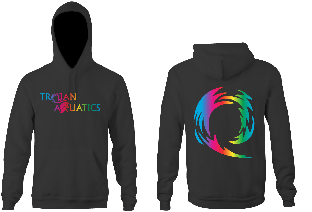 Trojan Black Unisex Youth Hooded Sweatshirt RYTE Sport