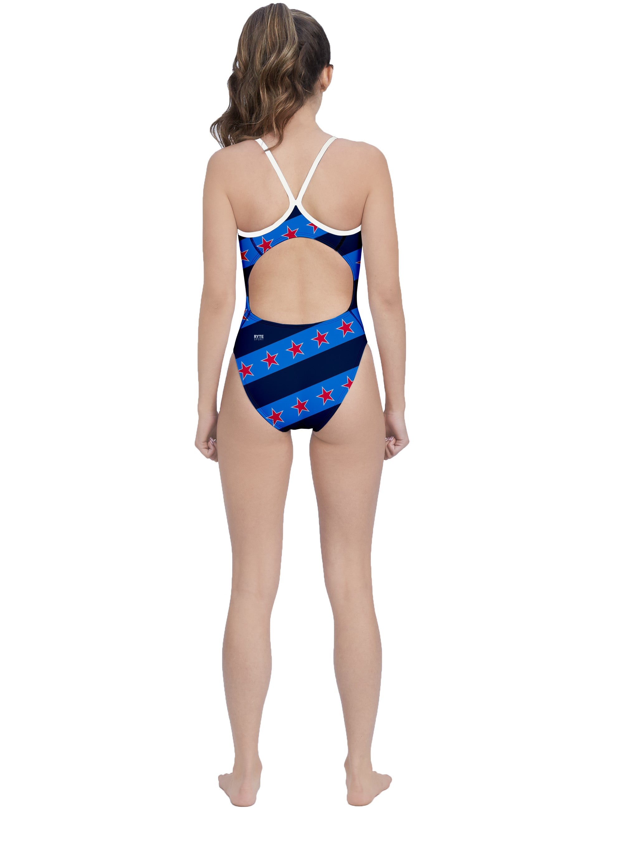 USA Blue Women’s Active Back Thin Strap Swimsuit T6