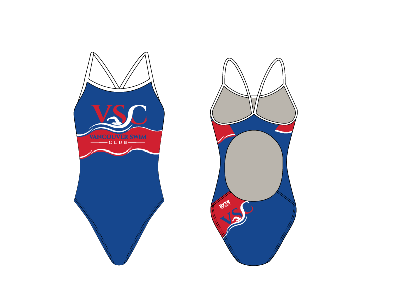 Vancouver Swim Club 2019 Custom Women’s Active Back Thin Strap Swimsuit T6 - BD