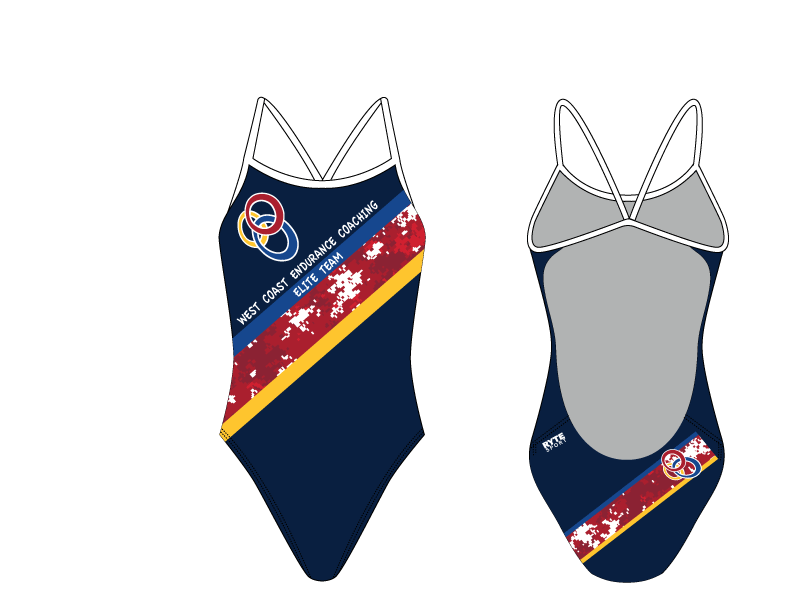 WCEC Elite Endurance Team 2019 Red Custom Women’s Open Back Thin Strap Swimsuit T6