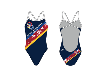 WCEC Elite Endurance Team 2019 Red Custom Women’s Open Back Thin Strap Swimsuit T6