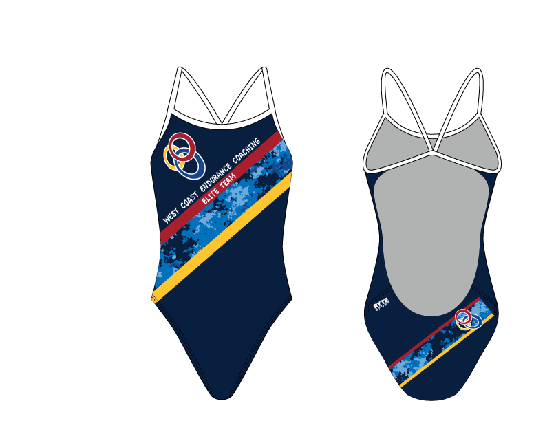 WCEC Elite Endurance Team 2019 Blue Custom Women’s Open Back Thin Strap Swimsuit T6