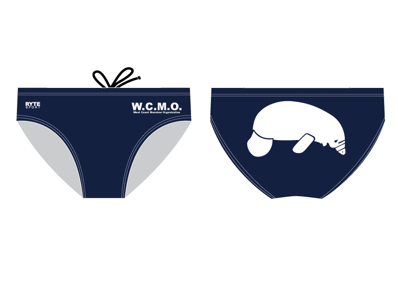 The West Coast Manatee Organization Navy/White Men's Swim Brief
