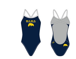 West Coast Manatee Organization Women’s Open Back Thin Strap Swimsuit Navy