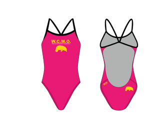 West Coast Manatee Organization Women’s Open Back Thin Strap Swimsuit Pink/Yellow