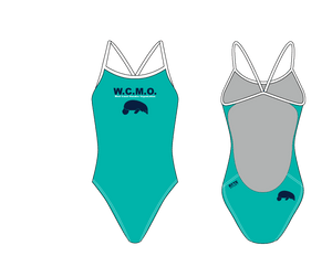West Coast Manatee Organization Women’s Open Back Thin Strap Swimsuit Teal/Black