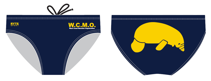 The West Coast Manatee Organization Navy/Yellow Custom Men's Swim & Water Polo Brief