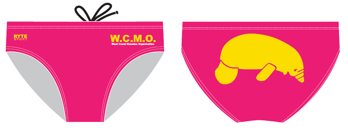 The West Coast Manatee Organization Pink/Yellow Custom Men's Swim & Water Polo Brief RYTE Sport