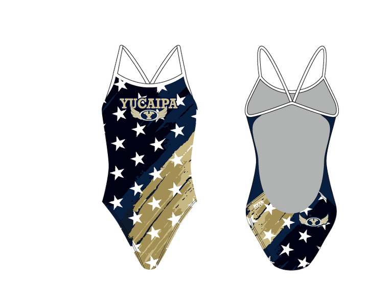 Yucaipa High School Swim 2019 Custom Women’s Open Back Thin Strap Swimsuit - Personalized T6 - BD