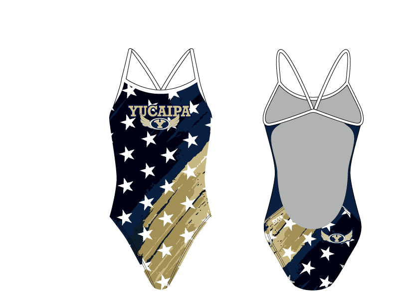 Yucaipa High School Swim 2019 Custom Women’s Open Back Thin Strap Swimsuit - Personalized T6 - BD