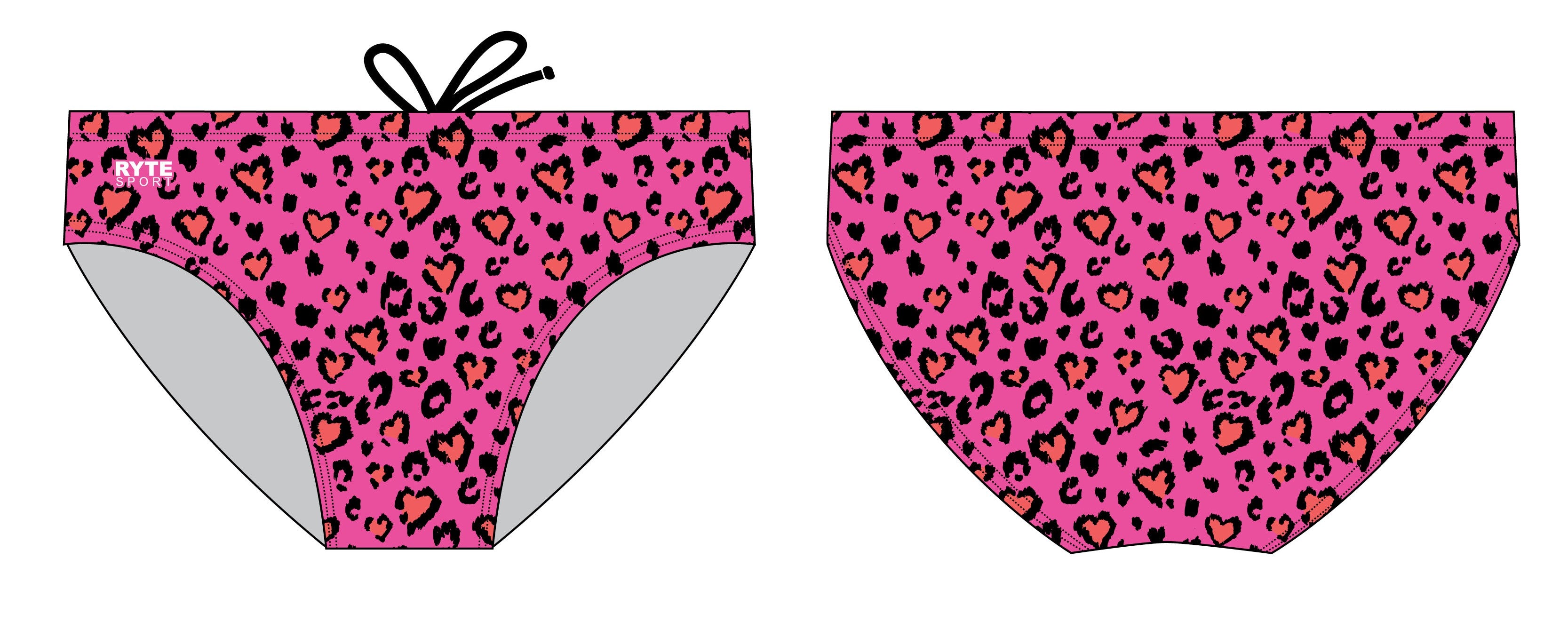 Valentines Day Leopard Print Men's Swim and Water Polo Brief RYTE Sport