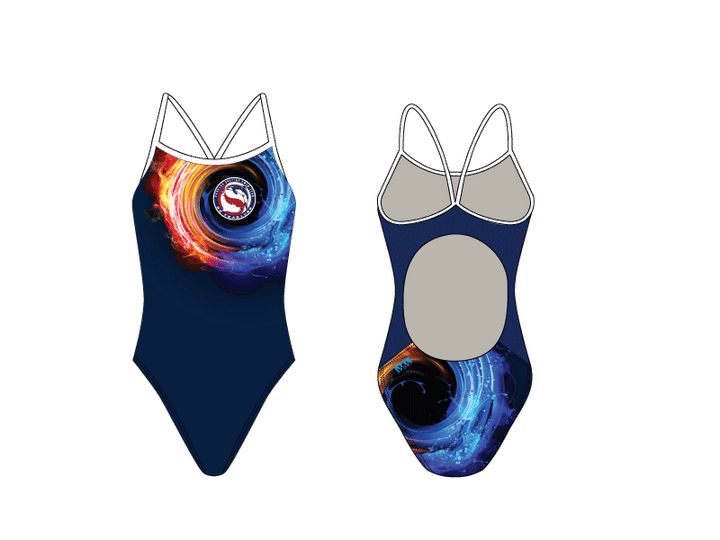 Douglas Dolfins Swim Team 2019 Custom Women’s Active Back Thin Strap Swimsuit T6