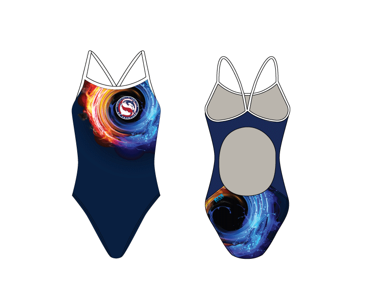 Douglas Dolfins Swim Team 2019 Custom Women’s Active Back Thin Strap Swimsuit