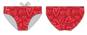 Valentines Day Graffiti Hearts Men's Swim and Water Polo Brief RYTE Sport